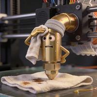 3D printer nozzle wiping its forehead