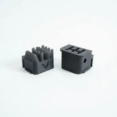 Side-by-side comparison of BenchRebel silicone nozzle wiper upgrade for Bambu Lab P2S and X2D 3D printers.