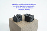 Side-by-side comparison of BenchRebel silicone nozzle wiper upgrade for Bambu Lab P2S and X2D 3D printers with notes.